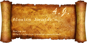 Alexics Jonatán névjegykártya